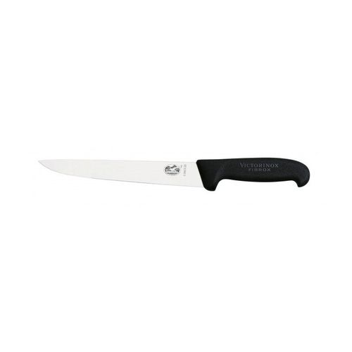 Victorinox 5.5503.25 Couteau Saigner/Découper, Lame 25 Cm Inox, Dos Droit, Manche Fibrox Noir.