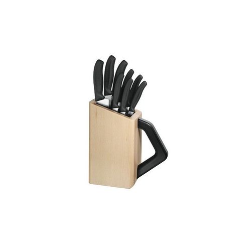 Victorinox 6.7173.8 Bloc De Cuisine « Universel » En Bois (Intérieur Lanières Nylon), 8 Pièces Inox, Manche Polypropylène Noir