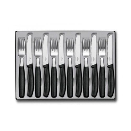 Victorinox 6.7833.12 Ménagère 12 Pièces Swissclassic En Acier Inox 18/10, Manche Polypropylène Noir
