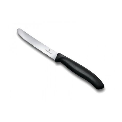Victorinox 6.7833.6 Boîte De 6 Couteaux De Table/Tomates, Lame Crantée 11 Cm Inox, Bout Rond, Manche Polypropylène Noir.