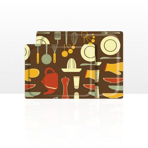 Don Hierro - Plateau De Service, Lot De 2 (42 X 29 Et 48 X 37 Cm), Aptes Pour Le Lave-Vaisselle.-44