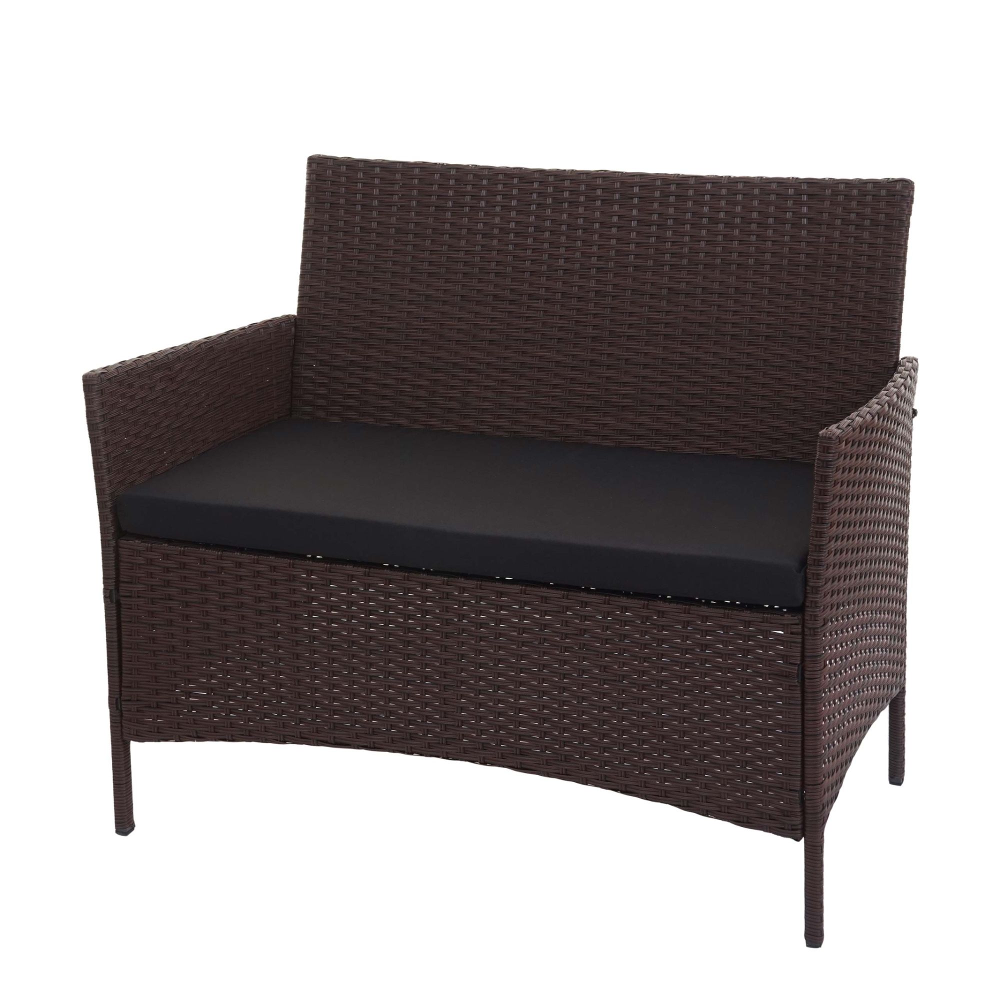 Banc De Jardin Balcon Terrasse En Polyrotin Marron Oreiller Noir 04_0001112