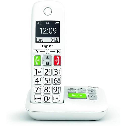 Gigaset E290A - Téléphone Fixe sans Fil Blanc avec Répondeur intégré et  Grand écran rétroéclairé, larges Touches, Fonction Blocage D