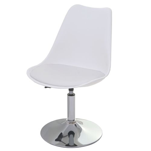 Chaise Pivotante De Cuisine Salle À Manger Réglable En Hauteur Synthétique Blanc Pied Chromé 04_0002037
