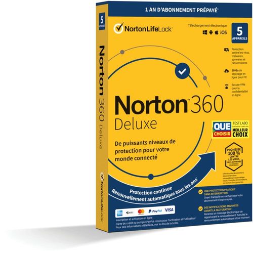 Logiciel Antivirus Et Optimisation Norton Lifelock 360 Deluxe 50go 5 Postes