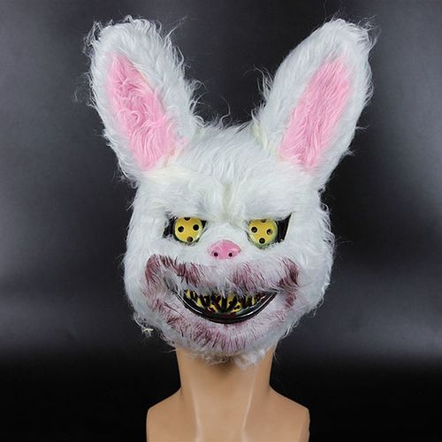 Masque D'halloween Pour Adultes, Lapin Blanc Sanglant, Effrayant, Tueur D'horreur, Déguisement
