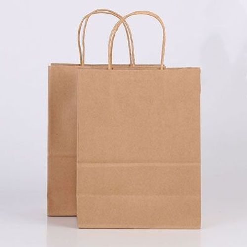Sac En Papier Kraft Avec Poignées, 21x15x8cm, 1 Pièce, Réutilisable, Couleur Unie, Emballage Cadeau Pour Mariage, Bébé, Anniversaire, Fête De Noël