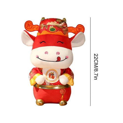 Jouets Décoratifs Du Nouvel An Chinois 2021, Mascotte Festive Rouge En Peluche, Jouets Animaux, Cadeaux De Fête Pour Enfants