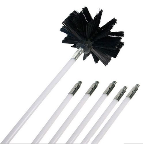 Brosse en Nylon avec 6 tiges de tuyau flexibles à Long manche pour bouilloire de cheminée, Kit d'outils de nettoyage de maison