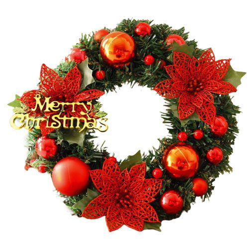 Arrangement De Guirlande De Noël, 30cm, Élégant, Rouge, Pour Porte D'entrée, Pour Fête