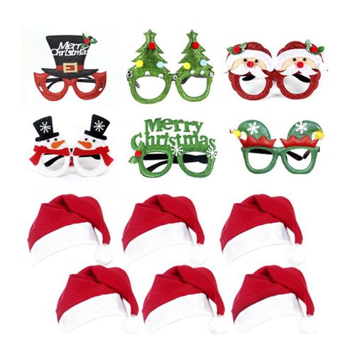 Cadre De Lunettes En Papier, Père Noël, Arbre De Noël, Elk, Chapeau, Accessoires Photo, Décorations De Noël, Cadeau De Nouvel An Pour Enfants