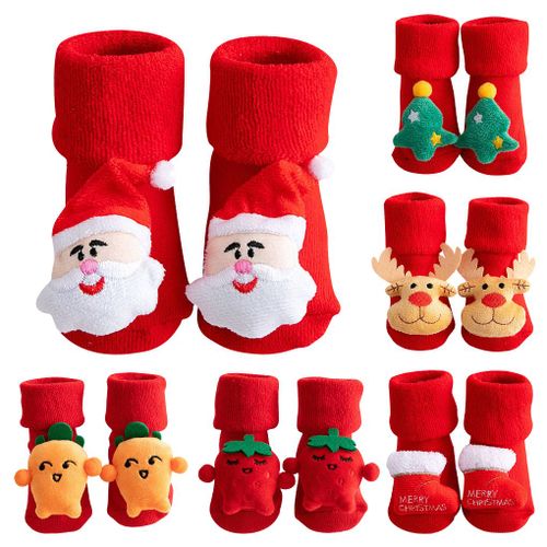 Chaussettes Jacquard En Coton Pour Enfants, 6 Paires, Thème De Noël, Dessin Animé, Pour Bébé, Absorbe La Sueur, Perméabilité, Automne Et Hiver