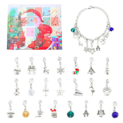 Kit De Bijoux Avec Calendrier De Noël, 23 Pièces, Bricolage, Ornements De Noël, Bracelet De Perles, Collier, Boîte-Cadeau Pour Filles