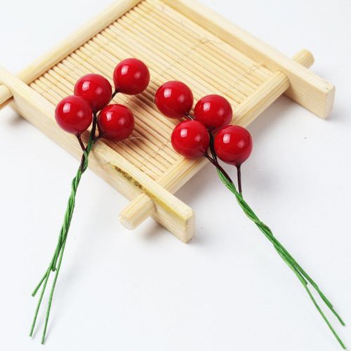 Boule De Noël Faite À La Main, 100 Pièces, Simulation De Baies, Bulle, Fruit Cerise, Petit Fruit Rouge, Pivoine, Accessoires De Noël