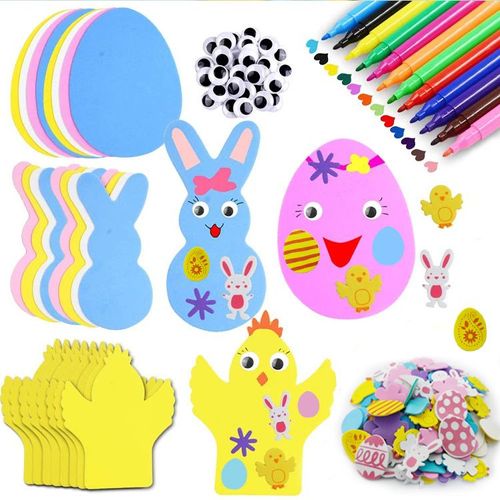 Ensemble D'autocollants En Mousse, Dessin Animé Créatif, Lapin De Pâques, Kawaii, Décoration De Fête En Salle De Maternelle, Jouets Pour Enfants, Cadeau, Diy Bricolage