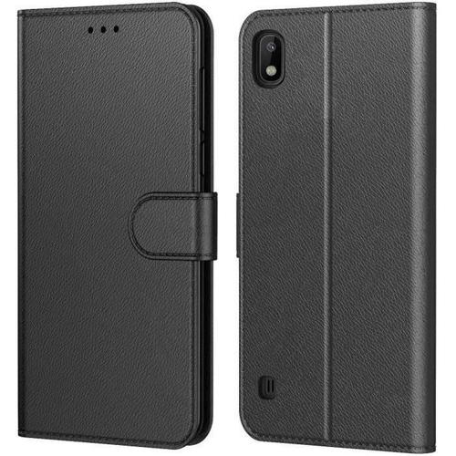 Coque Samsung Galaxy A02 Housse Etui Portefeuille Cuir Multifonction, Fermeture Magnétique À Clapet Anti-Choc Noir