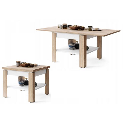 Table Basse Leonor Bois / Blanc Extensible Jusqu'? 130 Cm