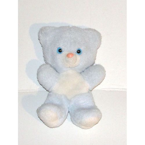 Doudou Ours Bleu Sucre D'orge Semi Plat Vintage