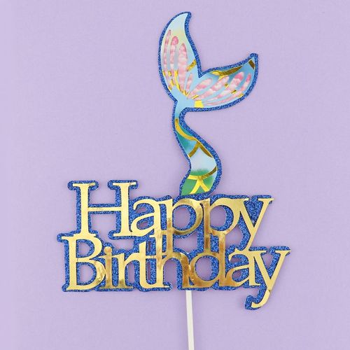 Décoration De Gâteau Au Laser, Queue De Sirène Rose Vert, Étoile De Mer, Eau Herbe, Pour Fête D'anniversaire, Réception-Cadeau Pour Bébé, Dessert, Joli Cadeau, 1 Pièce