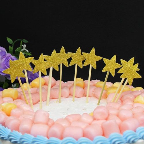 Garniture De Cupcake Mini C¿Ur Étoile, Décoration De Gâteau D'anniversaire, Pics De Décoration De Fête De Mariage Pour Enfants, Fournitures De Réception-Cadeau Pour Bébé 10 Pièces