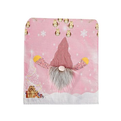 Housses De Chaise À Paillettes De Noël, Sans Visage, Gnome, Couverture De Dossier De Chaise, Dessin Animé Rose Éclairé Par Led, Décor Pour Fête Et Dîner