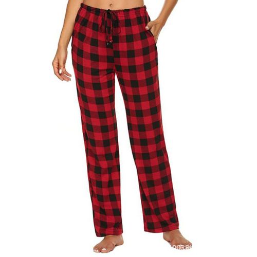 Pantalon De Pyjama À Carreaux Pour Femmes, Vêtements De Nuit Décontractés, Confortables, Bas Extensible, Cordon De Serrage