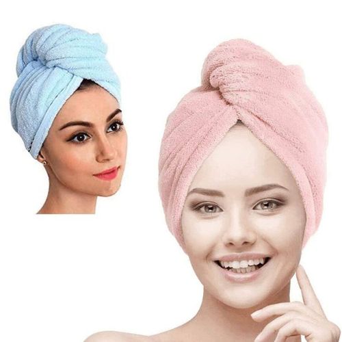 Serviettes De Bain En Fiber De Cheveux, 2 Pièces, Séchage Rapide, Bonnet, Lingettes, Turban, Avec Boutons