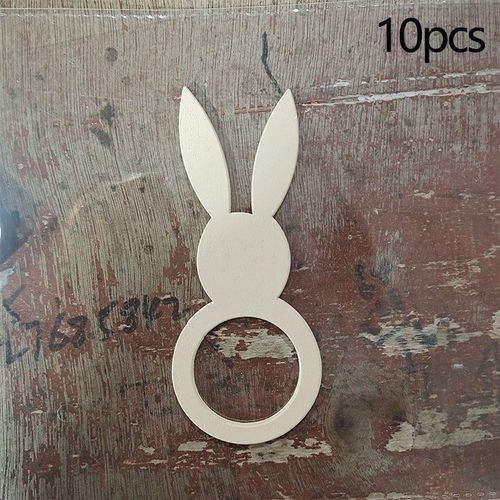 Porte-serviettes en bois, 10 pièces, en forme d'oreilles de lapin, décoration de Table maison, joyeux pâques