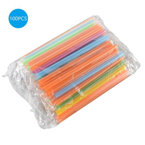 Pailles jetables multicolores larges, 100 pièces, pour boire du thé au lait, du Milkshake, du jus de fruit, en plastique, fournitures de fête
