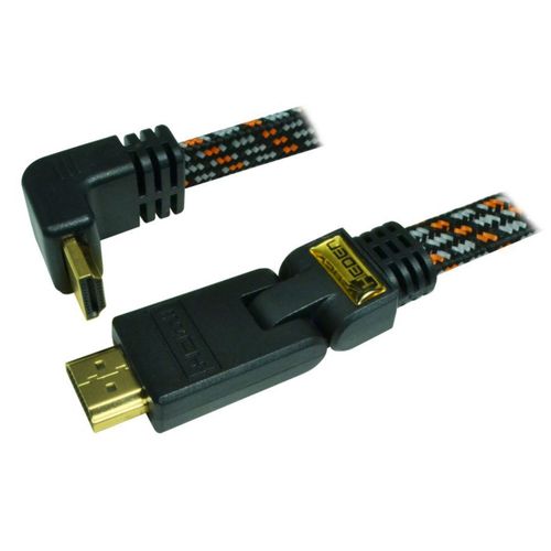 Câble HDMI 1.4 - 2M - plat tissé - plaqué OR