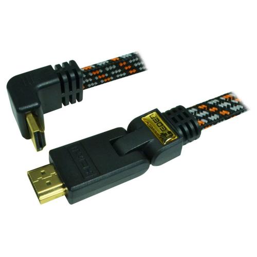 Câble HDMI 1.4 - 3M - plat tissé - plaqué OR