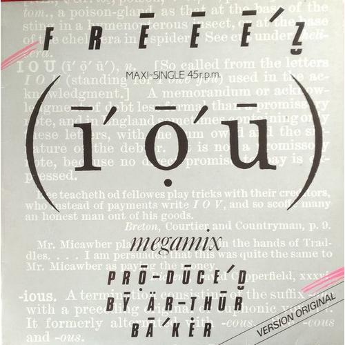 12" Maxi 45 Trs Freez I.O.U. Megamix / I Dub U / We Got The Jazz Pressage Espagne