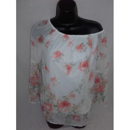 Tunique Blouse Haut Épaules Nues Neuf Fleuri Bohème 36