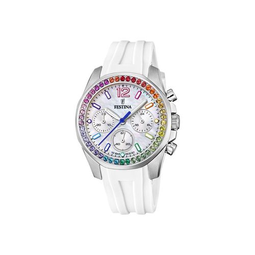 Festina Boyfriend Montre Chronographe Femme Acier Silicone Blanc F20610/2