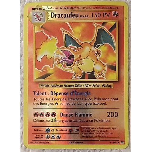 Carte Pokémon 11/108 Dracaufeu Niv.76 - 150 Pv Holo Reverse Xy Française Livrée Avec: Protection Souple Et Rigide Aimantée Très Bon Etat