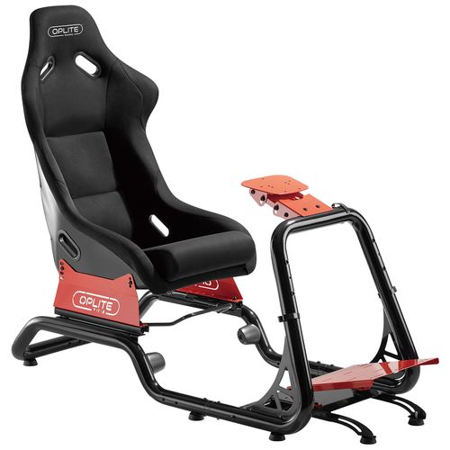 Siège Baquet Et Châssis - Entièrement Ajustable - Coque En Fibre De Verre Avec Revêtement Velours Suède - Supports Pour Volant Et Pédalier - Compatible Avec Tous Les Volants Et Pédaliers