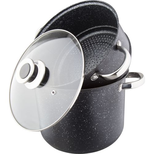 Kamberg - 0008124 - Couscoussier / Cuit Vapeur / Faitout 3 En 1 - Diamètre 28 Cm - 12 Litres - Acier Inoxydable Haute Qualité - Tous Feux Dont Induction - Revêtement Type Pierre - Sans Pfoa