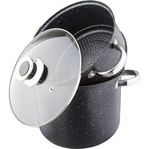 Kamberg - 0008125 - Couscoussier / Cuit Vapeur / Faitout 3 En 1 - Diamètre 30 Cm - 15 Litres - Acier Inoxydable Haute Qualité - Tous Feux Dont Induction - Revêtement Type Pierre - Sans Pfoa