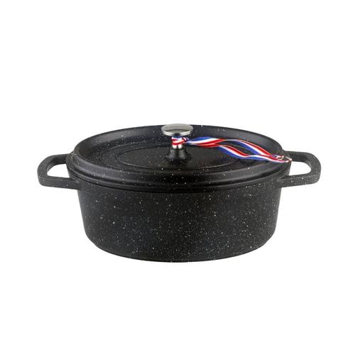 Kamberg - 0008197 - Cocotte Ø 26 Cm Ovale Noire - Fonte D'aluminium - Revêtement Pierre - Tous Feux Dont Induction - Sans Pfoa