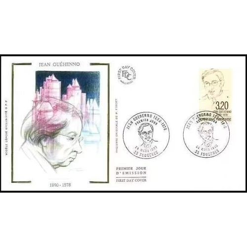 France 1990, Très Belle Enveloppe 1er Jour, Timbre 2641 - Jean Guéhenno, Belle Illustration Soie, Tbe.
