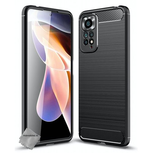 Housse Etui Coque Silicone Gel Carbone Pour Xiaomi Redmi Note 11 Pro 4g / 5g + Verre Trempe - Noir