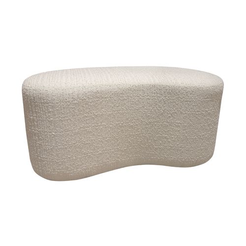 Banc En Bouclette Blanche Et Structure En Bois
