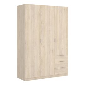 Armoire 3 Portes Effet Bois Beige 121x52 Cm