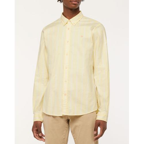 Chemise En Coton Bio Oxford Mélangé Slim Fit Jaune Clair