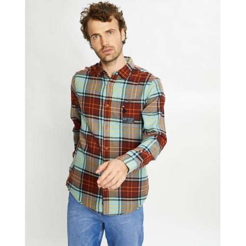 Chemise Regular Fit En Flanelle À Gros Carreaux Marron/Bleu