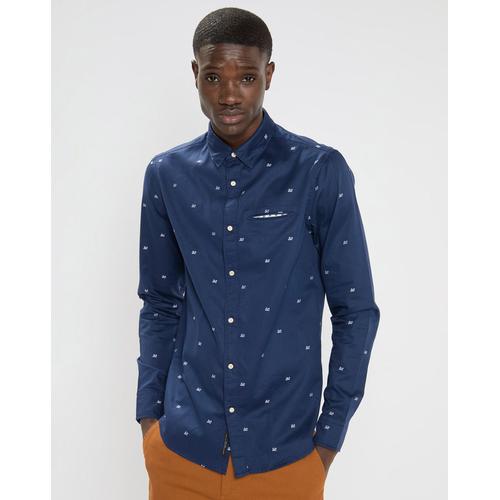 Chemise Regular Fit Pocket Imprimée Bleu Marine