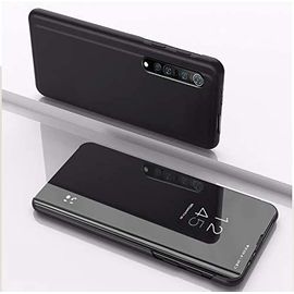 Coque Xiaomi Mi 10,Vue Dégagée Étui À Rabat Miroir Pour Xiaomi Mi 10,Noir