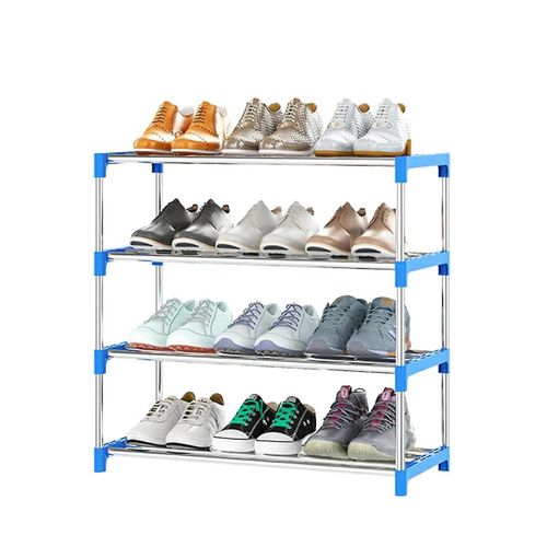 Petit Support À Chaussures Empilable À 4 Niveaux, Organisateur De Rangement D¿Étagère À Chaussures Pour L¿Entrée, Le Couloir Et Le Placard (Blu