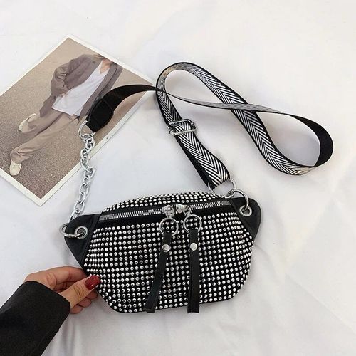 Sac banane clouté de diamants pour femme,sac de ceinture,sac de poitrine polyvalent,sac de taille de luxe,sacs à bandoulière design,sac à main tendance,marque