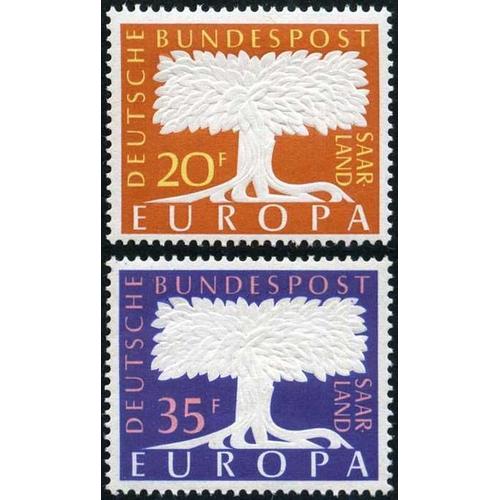 Allemagne, Land De Sarre Revenu Sous Administration Allemande 1957, Très Belle Paire Neuve** Luxe Europa Timbres Yvert 384 Et 385, Arbre (En Relief).. -